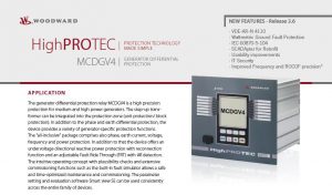 UPDTATED HighPROTEC release 3.6 product specifications for the generator protection relay MCDGV4-